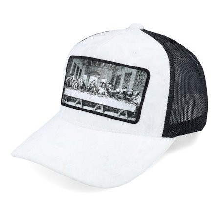 Public Domain - White trucker Caps - Last Supper White/Black Velvet Trucker @ Hatstore