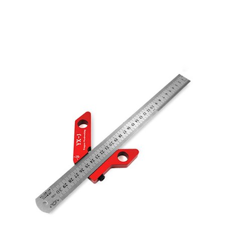 Senterlinjal, 45/90 grader, snekkerlinjal i aluminiumlegering