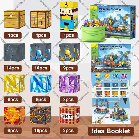 Magnetiske Byggeklodser til Børn 3+ | STEM Montessori Legetøj | DIY Model Magnetiske Kuber SJJ01-72PCS SJJ01-72PCS