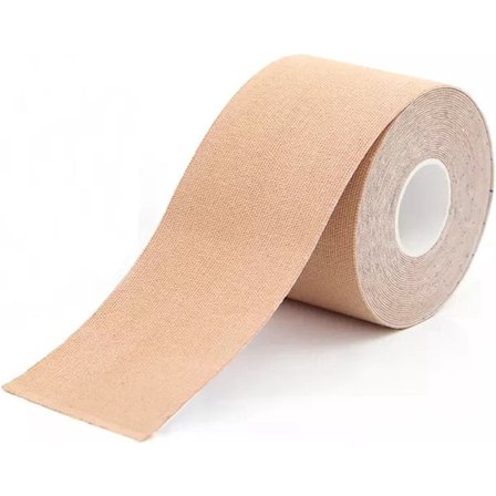 Brösttejp - Inkluderar 2 Nippelskydd/Nippelklistermärken - Brösttejp - BH-tejp - Boob Lift Tejp - Beige - 5 Meter Lång - 5 CM Bred - Självhäftande BH