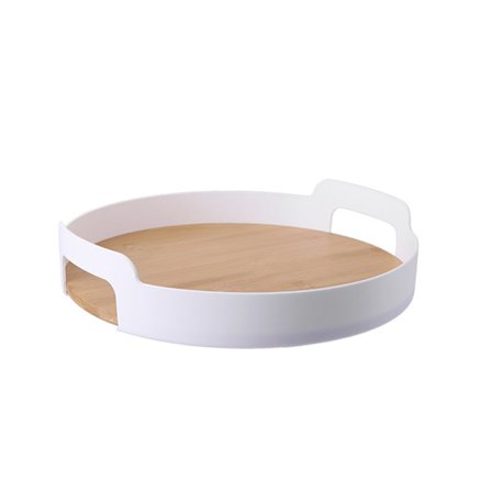 Fotpallbricka, serveringsbricka med handtag, rustika runda träbrickor, soffbordbricka, moderna serveringsbrickor i bambu, träbrickor för fotpall.