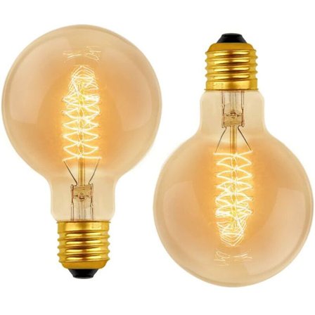 Pakke med 2 Vintage G80 E27, 40W Varm Hvit 2700K, AC 220V, Retro Glødepære Dekorasjon Pærer E27 Spiral Wolfram Filament Lampe