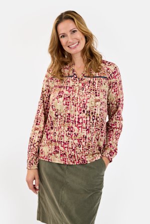 SIGNATURE - Langærmet T-shirt - Beige / Pink - Mønstret