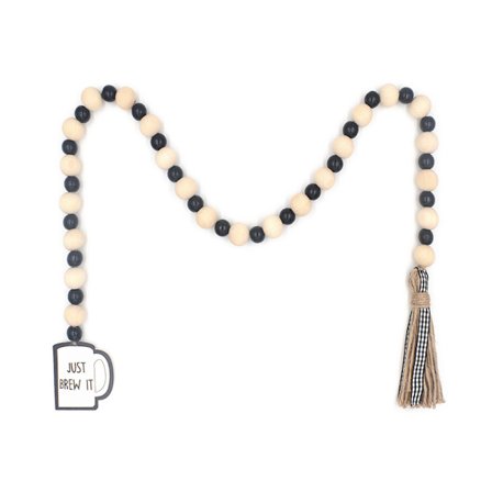 Kaffe treperlekrans med dusk Kaffe Bar Etagers Dekor Rustikk Farmhouse Etagers Hjemmedekor Bohemsk Perlekrans