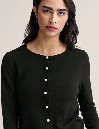 Newhouse Paris Pearl Cardigan - Black - S