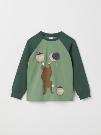 Polarn O. Pyret - Long-sleeve top with bear print - 116 - Childrenswear - green