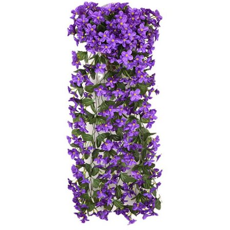 Kunstige hengende blomster, lilla falsk hengende plante for hjem, bryllup, hage, gårdsplass, hengende kurver, Wisteria Garland, orkidebukettdekor