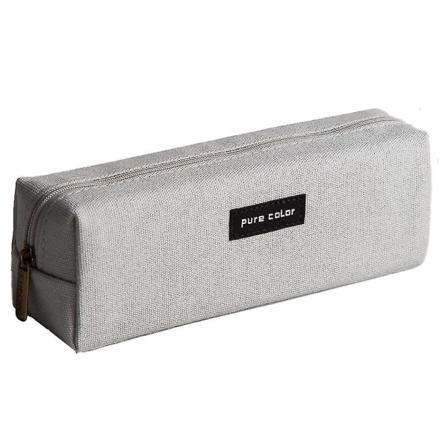 Bred Penneetui til Skole, College og Kontor, Penne- og Blyantspung med Lynlås Light gray