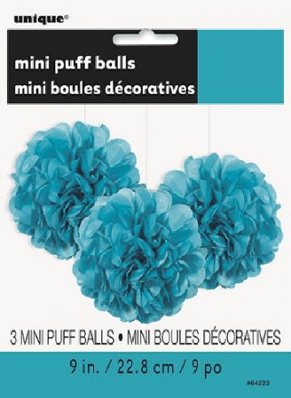 Pappers-puff mini turkos 3-pack, 23 cm