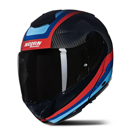 Nolan X-1005 Öppningsbar Hjälm Kolfiber Blå/Röd/Ljusblå M