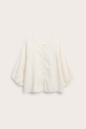 Kappahl | Bluzka lniana z wiązaniem Biały M | Biały