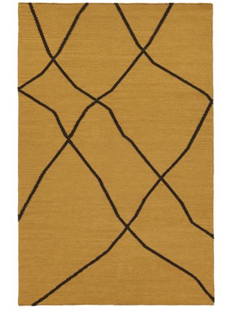 Medina 120X180 Klein Mosterd Geel/Donkerbruin Wol Vloerkleed