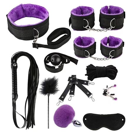 Voksen sexprodukter øvre materiale lilla plysslæder bundt syv-delt sæt 10 meter bomuldstov