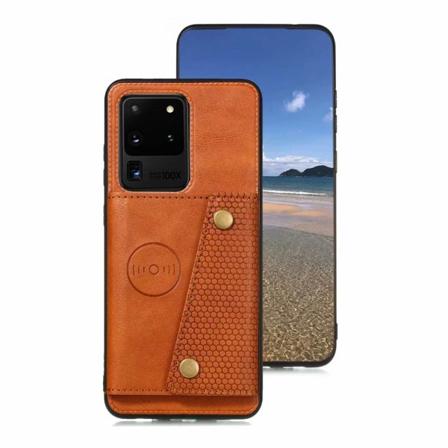 Samsung Galaxy S20 Ultra - Praktiskt Skal med Korthållare Ljusbrun