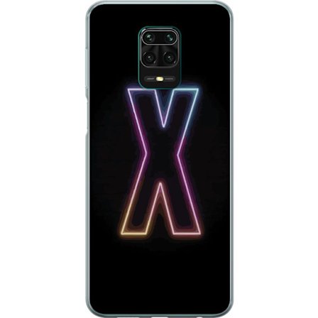 Kompatibel Mobilcover til Xiaomi Xiaomi Redmi Note 9 Pro Neonbogstav X i stærke farvevariationer mod sort baggrund, kraftfuldt typografisk design med