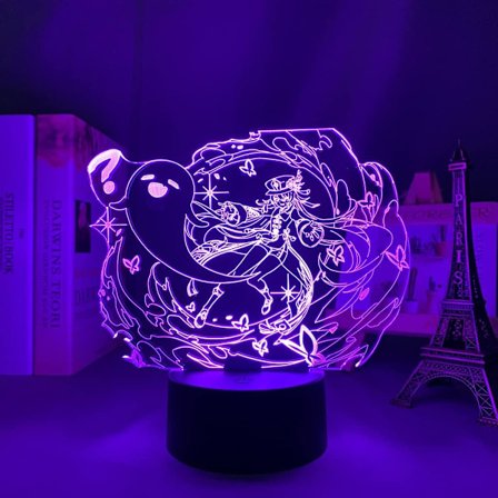 3D LED nattlyslampe Genshin Impact Hu Tao Akryl LED lampe Spill