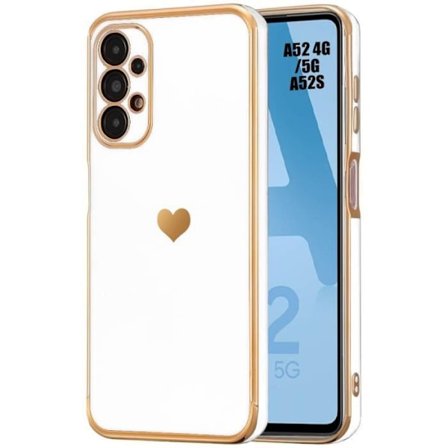 Coque - BOOLING - til Samsung Galaxy A52/A52s 5G - Silikone TPU - Stødabsorberende - Hjerte mønster - Hvid