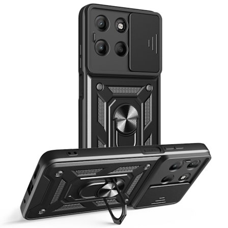 SKALO Motorola Moto G15 4G Armor Metallring Kameraslider Cover - Sort