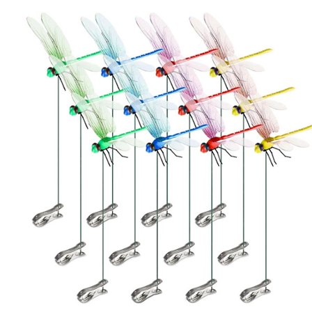 12 stk. Kunstige Dragonfly Stangs Klips til Udendørs 3D Dragonfly Dekoration Havearbejde, 3D Dragonfly Garde