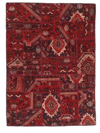 Håndknyttet Persisk Patchwork Teppe 148X202 Mørk Rød/Svart