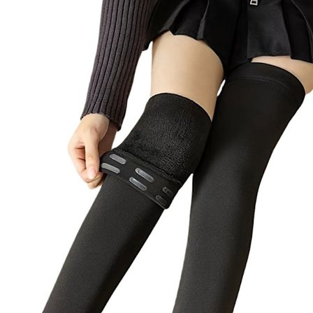 Svart; Vekt 40-65kg - Plus Size Dame Plysfôrede Knehøye Strømper, JK-stil, Ikke-frostet med Sklisikker Silikon for Høst og Vinter