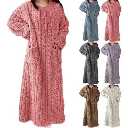 Dam pyjamas vinter ull nattlinne lång, varma pyjamas, plysch hemkläder vardagskläder