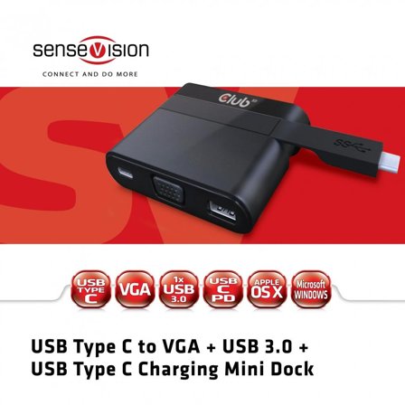 Club 3D SenseVision - dokkingstasjon - USB - VGA