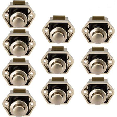 Tryckknappslås Nyckellöst Skåplås Spänne Skåpdörrsknopp för Husbil Motorhusvagn 10 st Nickel