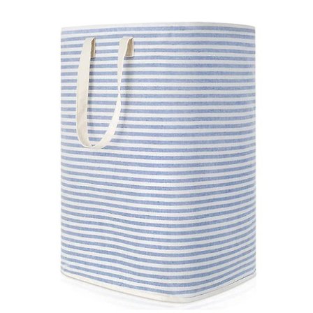 (pow yeah!)Fristående Tvättkorg, Vikbar Stor Tvättkorg med Lätta Bärhandtag för Kläder, Leksaker, Blå