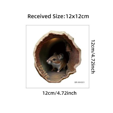 Mus Håls Dekal, Mus Håls 3D Väggklistermärke Tapet Dekoration Optisk Illusion, Rolig Liten Mus Väggklistermärke Sockelsticker (Set om 3)