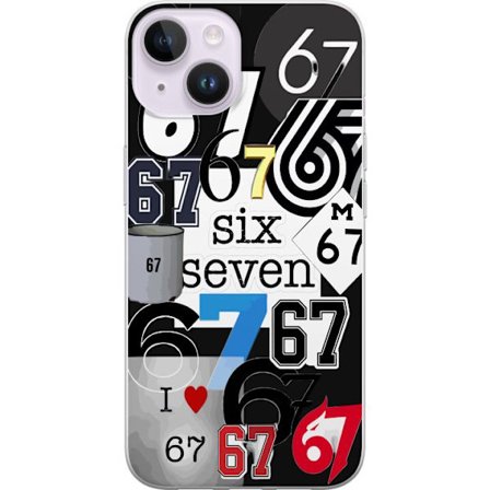 Kompatibel Mobilcover til Apple iPhone 15 67 meme seks syv trend collage viral internetmeme 6-7 grafisk moderne æstetik