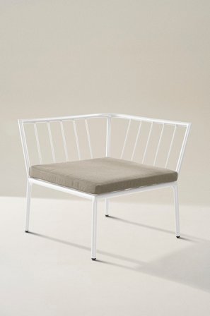 Jotex - Sofamodul Hjørne Hvit/lys grå pute - MENTON - Kjøp Hagesofaer & hagebenker hos Jotex