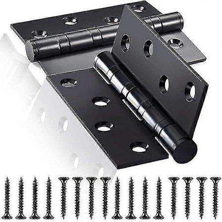 2 stk Dørhengsler Foldbare Hengsler Rustfritt Stål Hengsler 3mm Tykkelse Hengsel, For Innvendige Massiv Dører (svart)