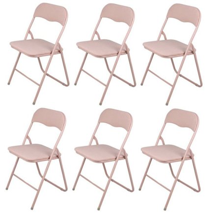 Käytävätuoli - DECONATION - 6 kappaletta - Rypytetty kangas - Teräs - Vaaleanpunainen
