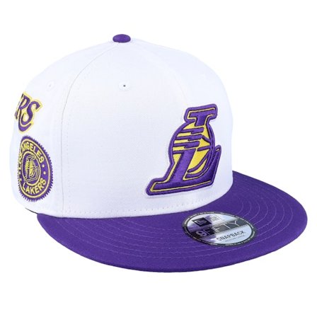 New Era - NBA Weiss snapback Cap - Los Angeles Lakers All Over Patch 9FIFTY White/Purple Snapback @ Hatstore