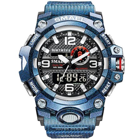 Smael Digital Herr Militär Klockor Dual Time Vattentät Lyx Topp Watch Herr Sport Led Quartz Analog Armbandsur Herr