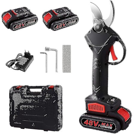 Elektriske Beskæringssakse, 48vf Genopladelige Ledningsfri Professionelle Elektriske Beskæringssakse Dobbelt Batteri Med Opbevaringsboks EU Stik