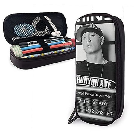 Eminem Arrest Slim Shady Mugshot Logo Nahkainen Kynälaukku Kynälaukku Kirjatarvikkeet Laukku Toimisto Kannettava Säilytyslaatikko Kosmetiikkalaatikko 