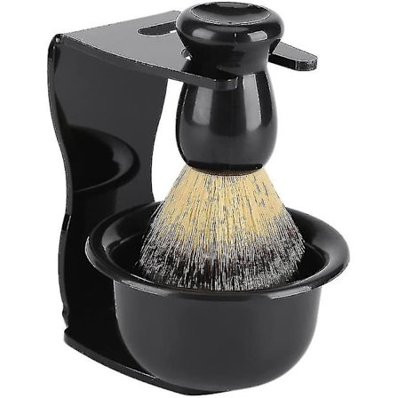 Fdit Barbersett med børste, barberkost med børste i rustfritt stål, stativ