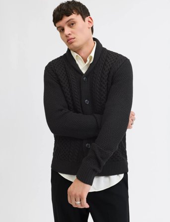 Jack & Jones Jjpaul Knit Shawl Cardigan - Black - S