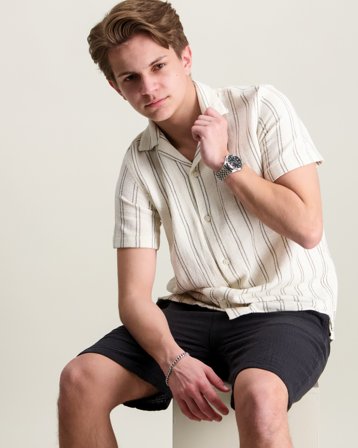 Jack & Jones JORCOBA STRIPE RESORT SHIRT SS SN JNR Vit Skjortor Kille - Kids Brand Store