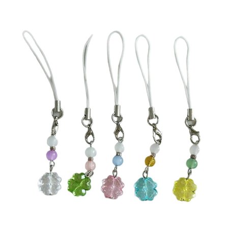 Fasjonabelt snøfnuggperler telefon tilbehør sjarm med kløvere bærbar nøkkelring for hverdags elegant fritidsklær