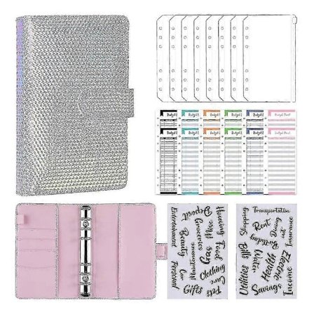 A6 Budgetpärm med Ringar, Kontantbudget Plånboksplanerare med Kontantkuvert, Pengar Fo