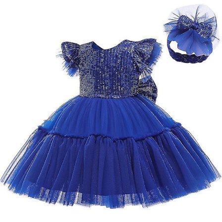 Jenter Prinsessekjole Paljettsløyfe Flying Sleeve Gaze-kjole med hodeplagg for barn Halloween Barnedagsgave