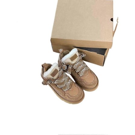 Vinterfodrade fårskinnsstövlar med tjock sula, varma utomhuskängor med högt skaft