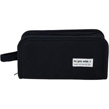 Penalhus, stort penalhus med 3 rum, penalhus til piger, drenge, teenagere, penalhus til skole, kontor (sort)