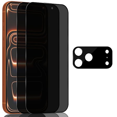 2-Pack iPhone 17 Pro Privacy Skærmbeskyttelse & 1-Pack linsebeskyttelse - Hærdet Glas 9H - Super kvalitet 3D