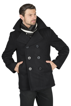 Jakke Brandit Pea Coat Sort L