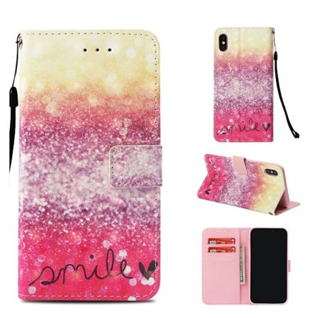 iPhone 9 Plus mobilfodral syntetläder silikon stående plånbok tryckmönster - Le mönster