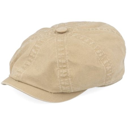 Stetson - Beige flatcap Keps - Hatteras Delave Organic Cotton Khaki Flat Cap @ Hatstore